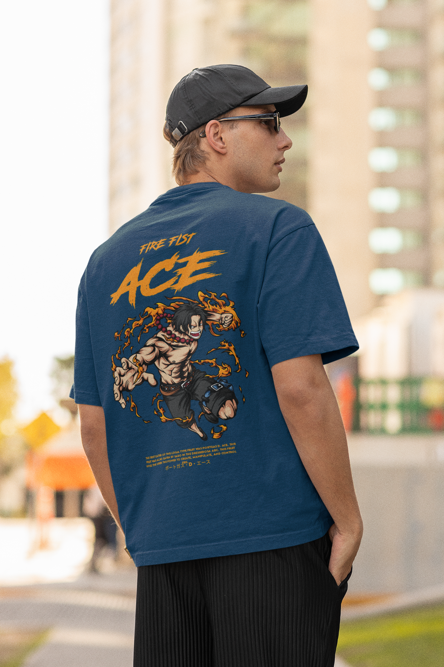 One Piece Fire Fist Ace Anime Oversized Graphic T-Shirt