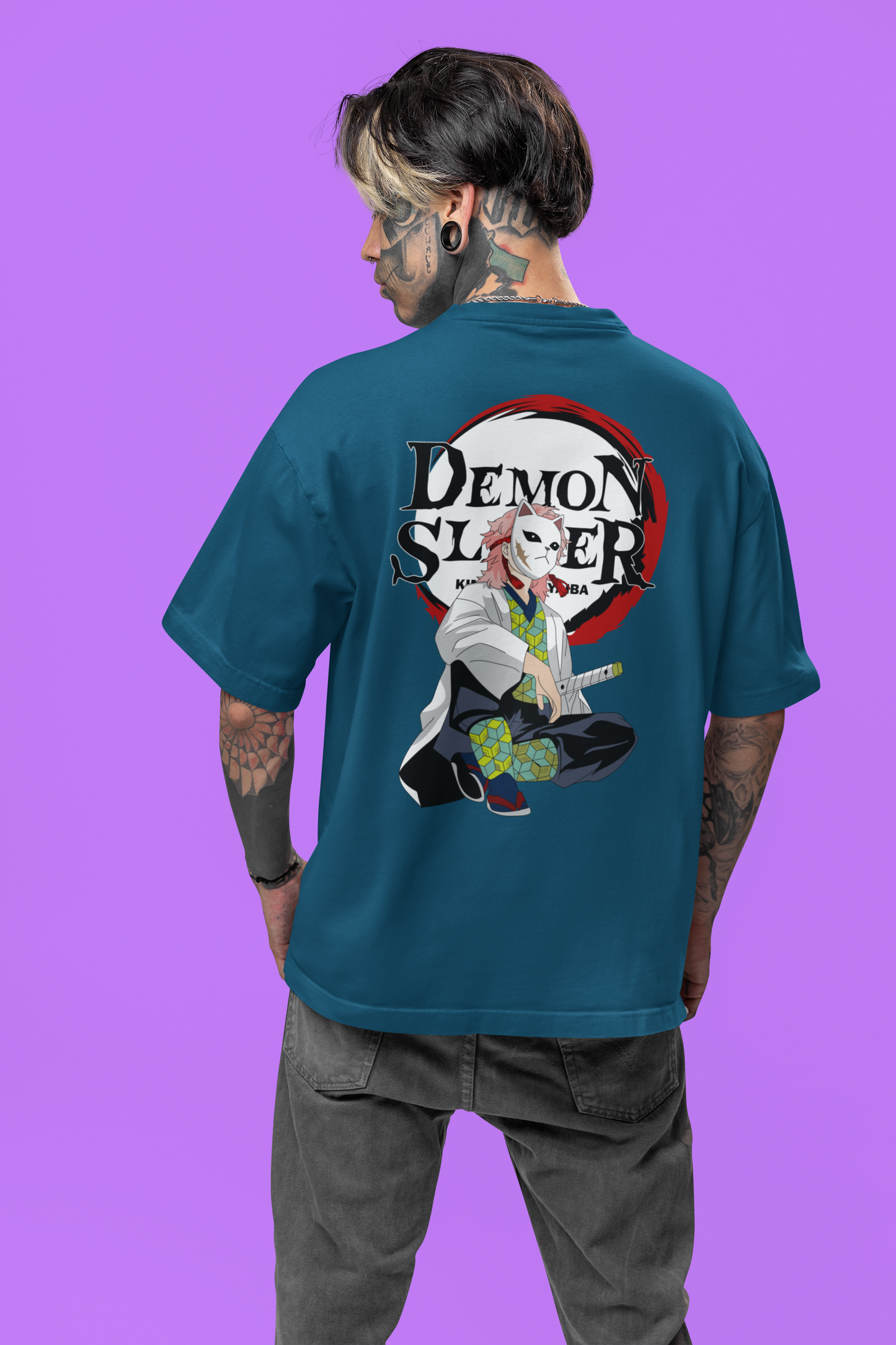 Men's Demon Slayer Inspired Sabito Battle Oversized T-shirt