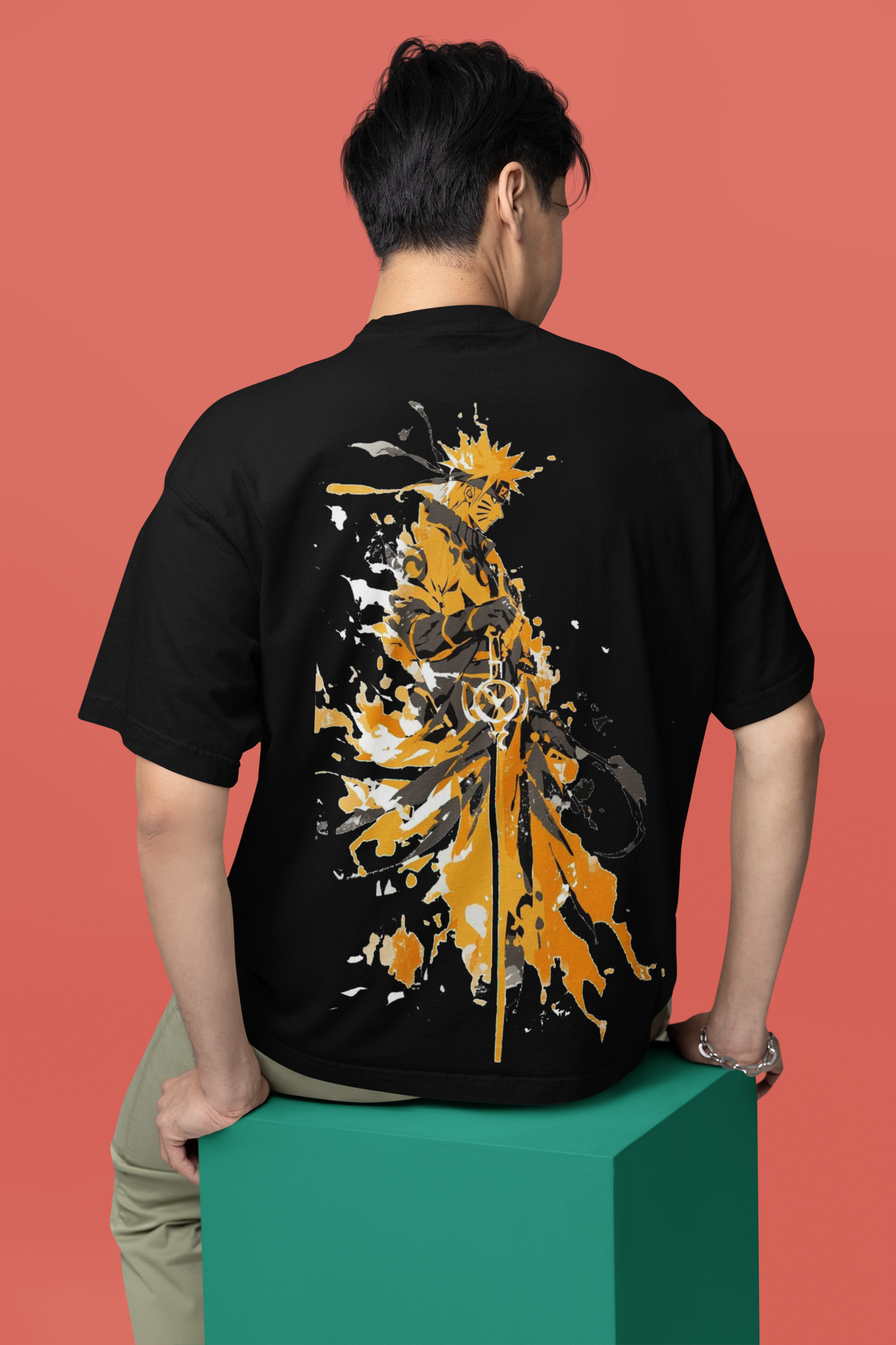 Men's Naruto Design Oversized T-shirt
