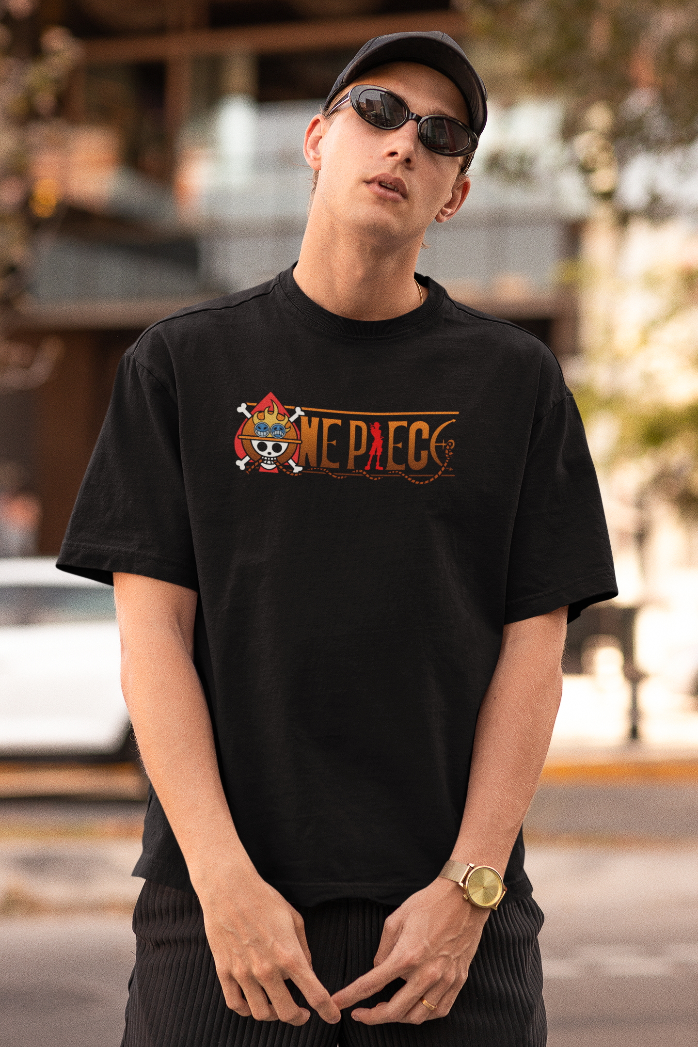 One Piece Fire Fist Ace Anime Oversized Graphic T-Shirt
