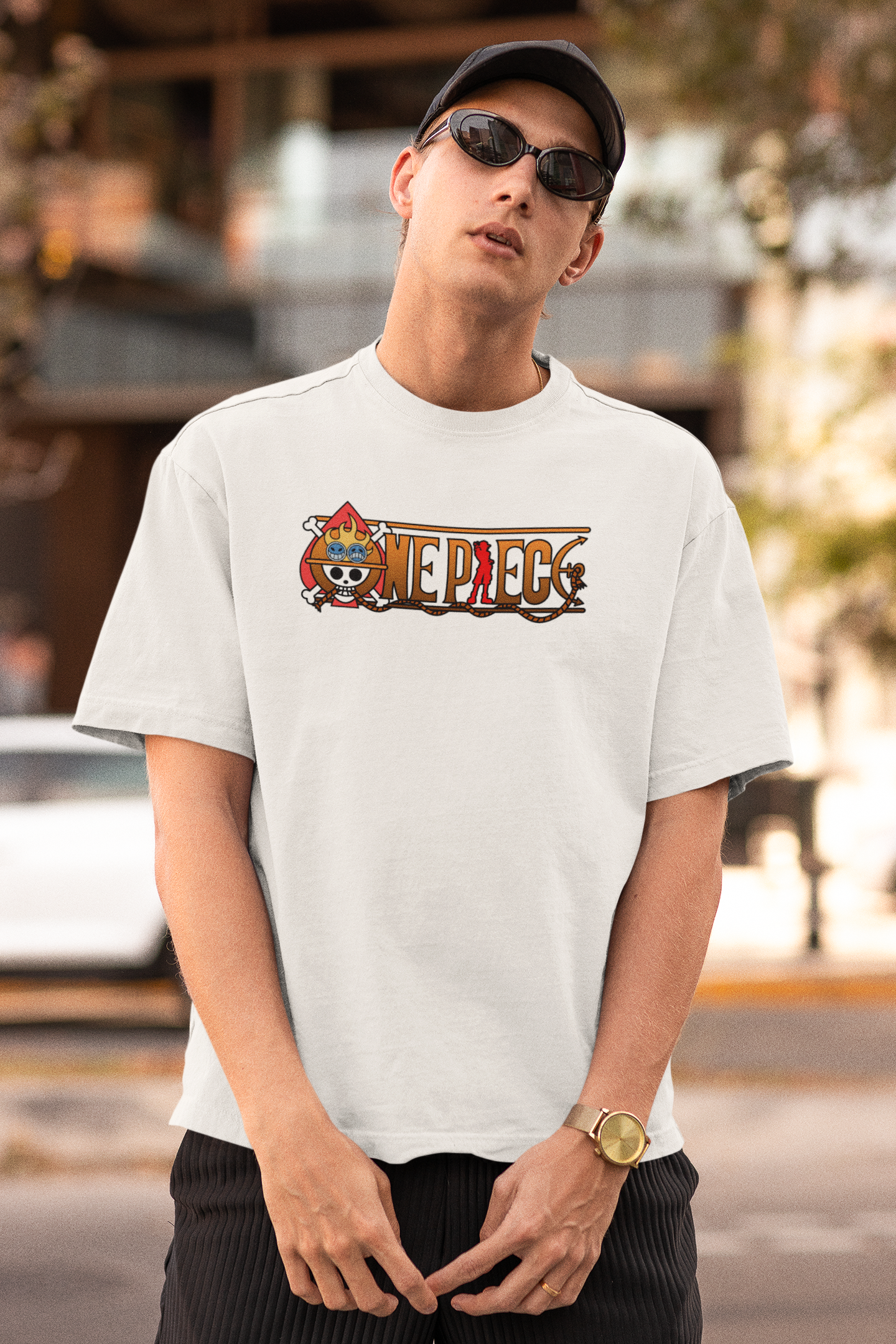 One Piece Fire Fist Ace Anime Oversized Graphic T-Shirt