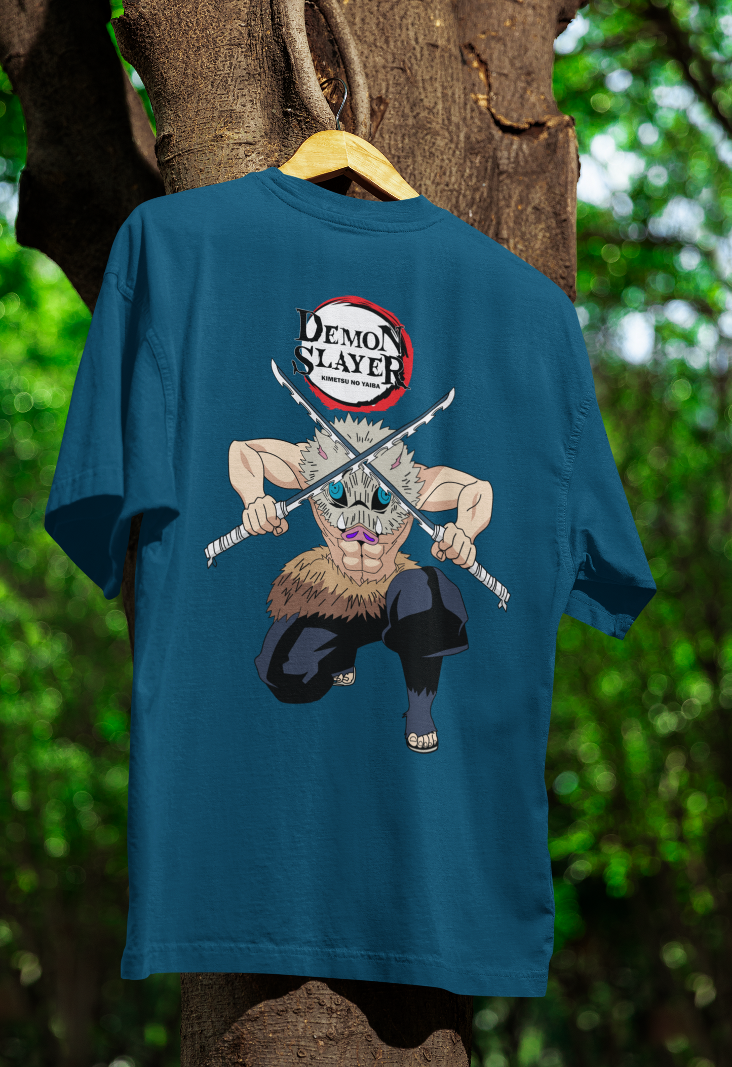 Men's Demon Slayer Inosuke Battle Pose Oversized T-shirt
