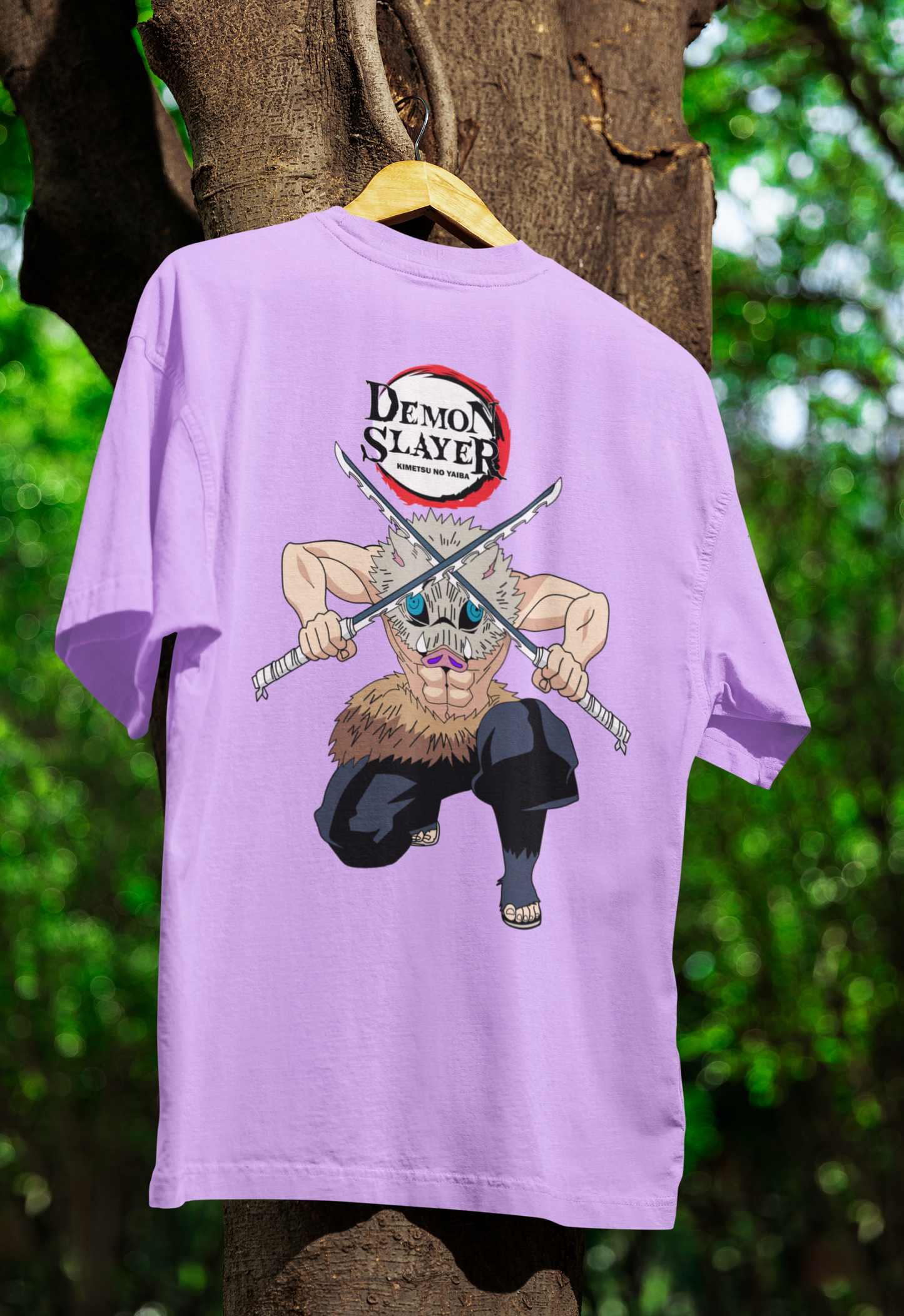 Men's Demon Slayer Inosuke Battle Pose Oversized T-shirt