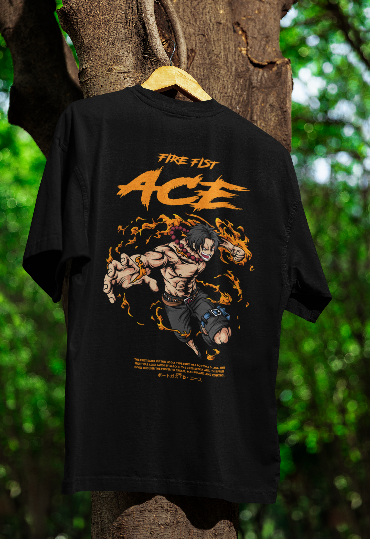 One Piece Fire Fist Ace Anime Oversized Graphic T-Shirt
