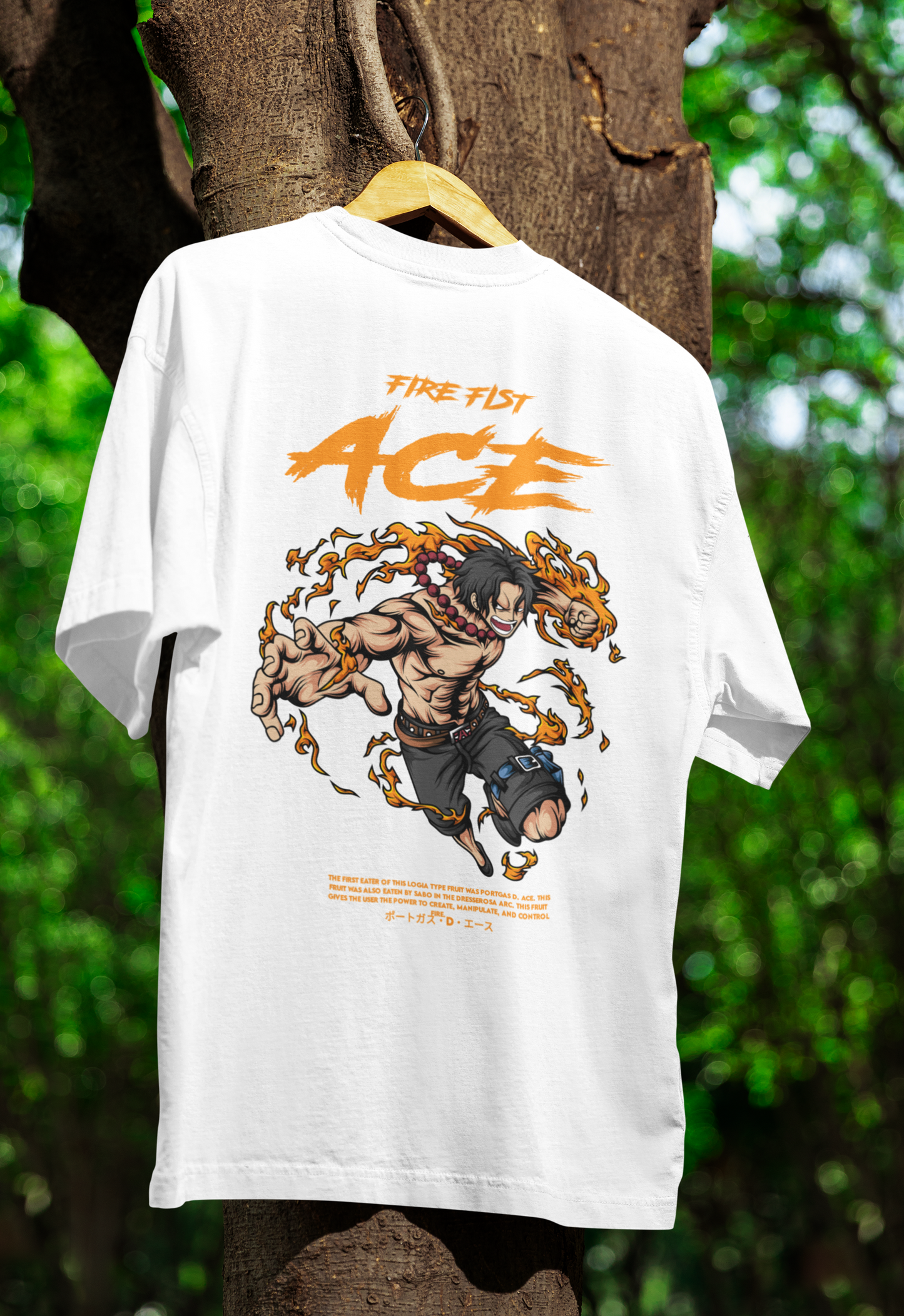 One Piece Fire Fist Ace Anime Oversized Graphic T-Shirt