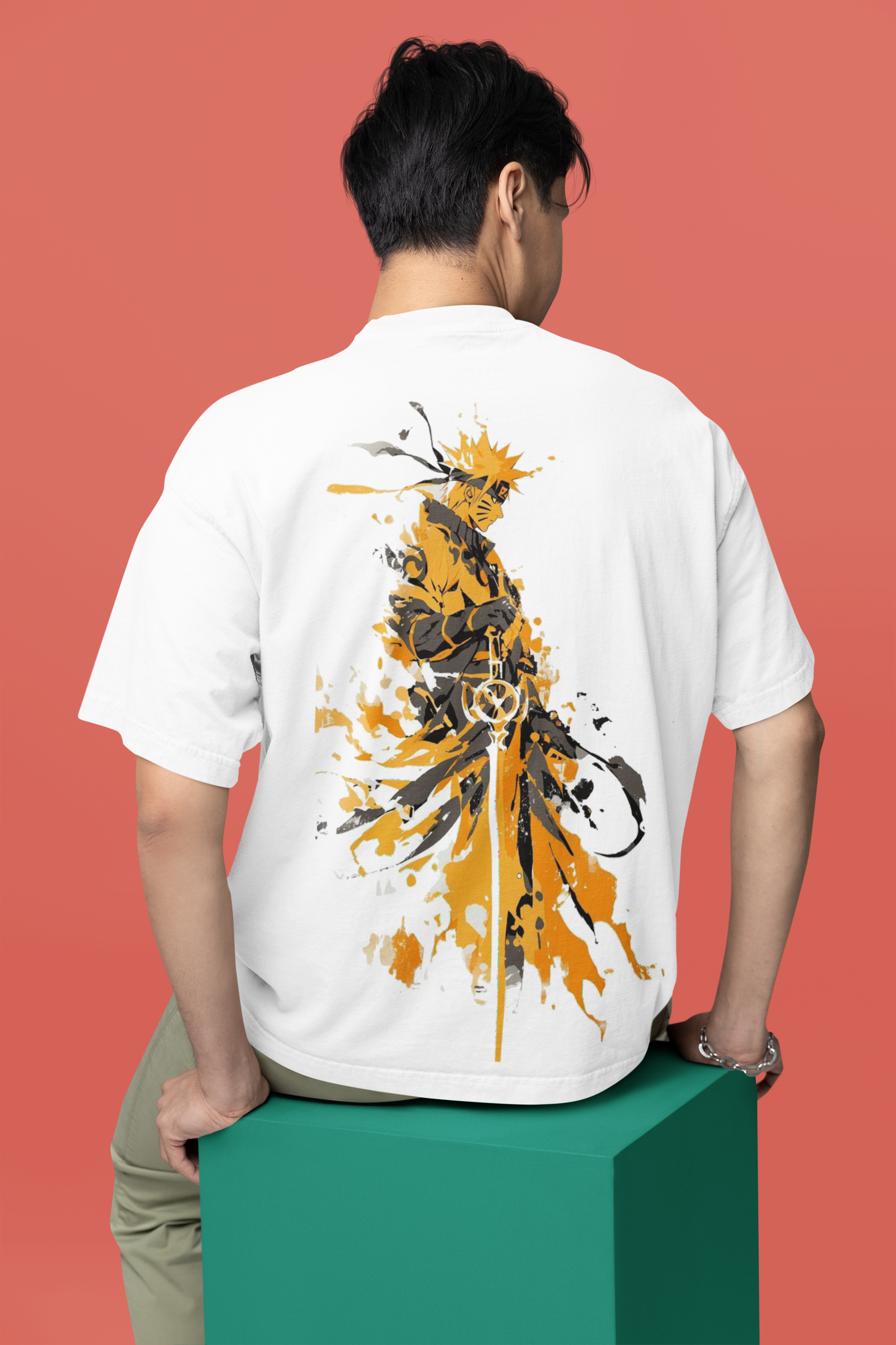 Men's Naruto Design Oversized T-shirt