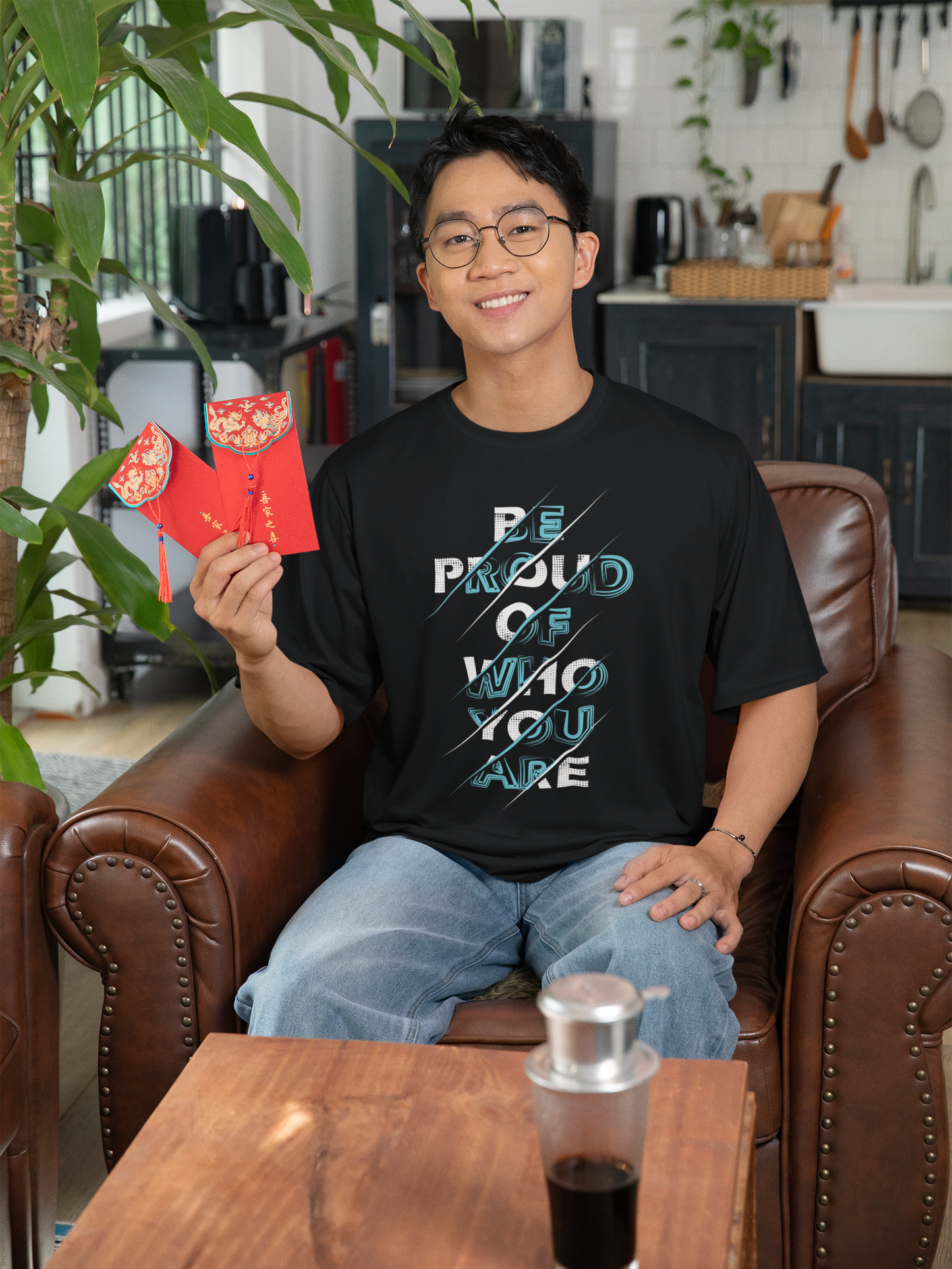 Be Proud of Who You Are – Motivational Unisex Oversized Tee