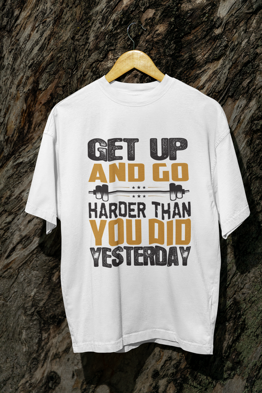 Men's Motivational Gym Oversized T-Shirt – Get Up and Go Harder