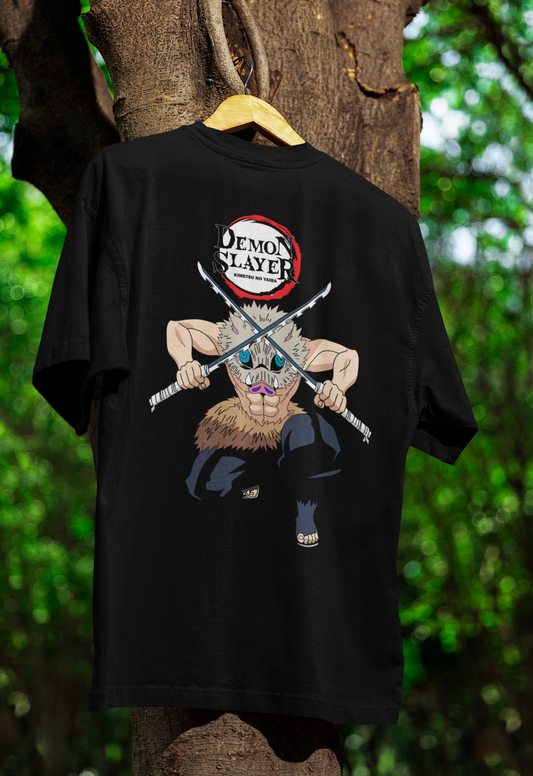 Men's Demon Slayer Inosuke Battle Pose Oversized T-shirt