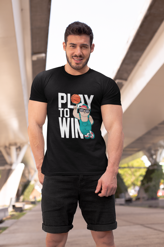 "Play to Win" Basketball Graphic Regular T-Shirt - Sportswear Tee